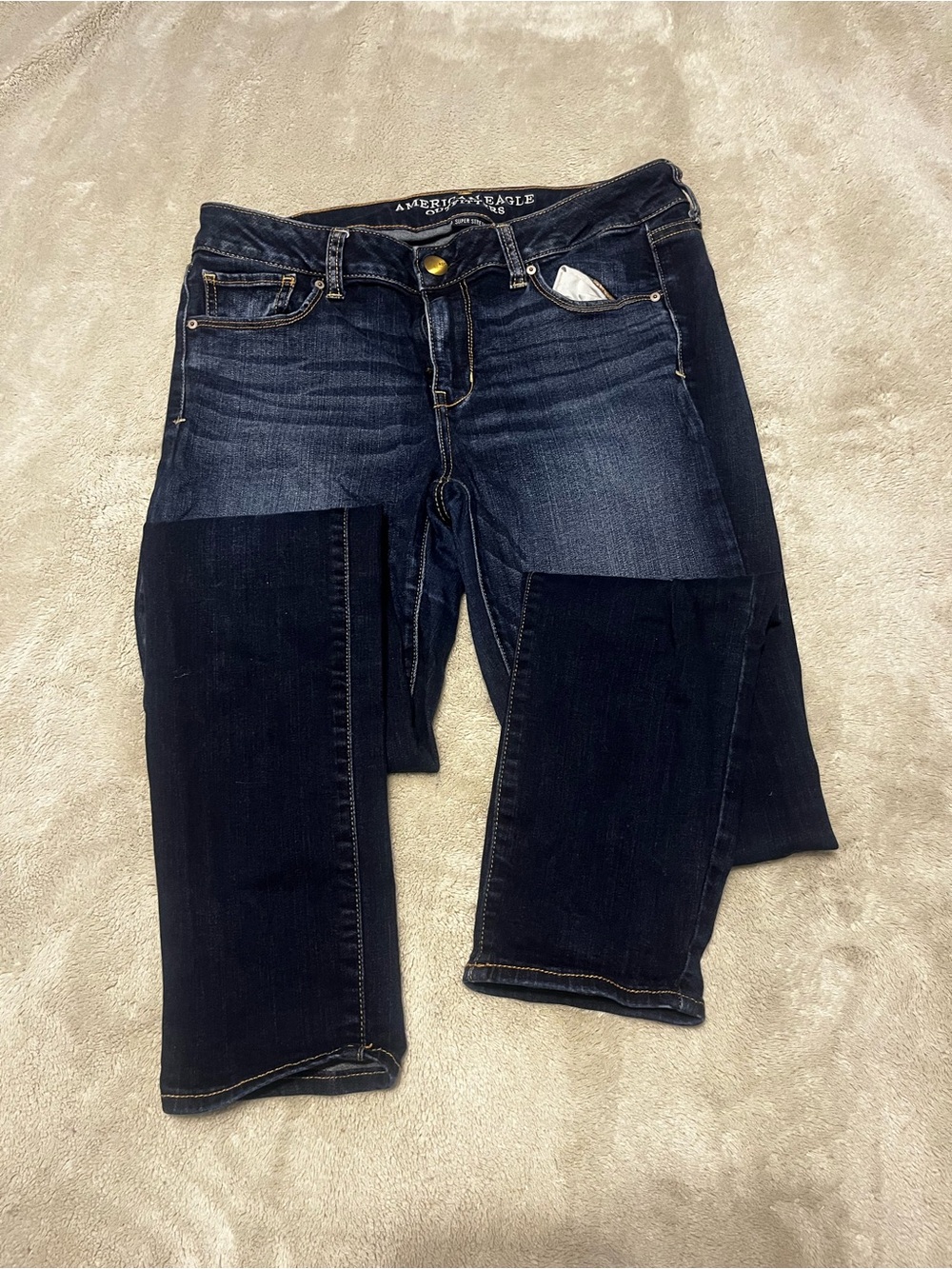 American Eagle Outfitters Two-Tone Dark & Deep Blue Cropped Jeans
